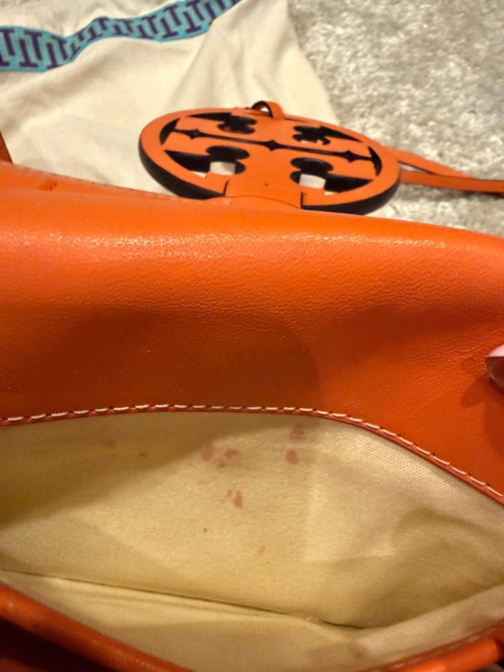 Tory Burch Bright Orange Leather Fleming-Inspired Crossbody - Picture 11 of 12